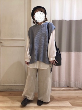 「Samansa Mos2 blue」｜「アイテム（ハンチング/ベレー帽）」を使った、ﾀﾆｶﾞﾜさん（レディース・148cm）の秋コーディネート