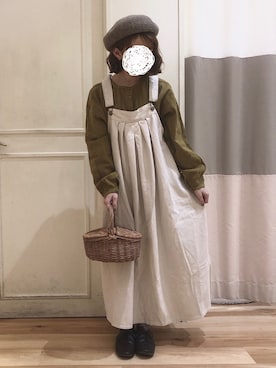 「マスタード」｜「アイテム（ジャンパースカート）」を使った、ﾀﾆｶﾞﾜさん（レディース・148cm）の秋コーディネート