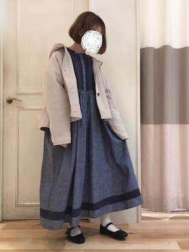 「フード」｜「アイテム（ノーカラージャケット）」を使った、ﾀﾆｶﾞﾜさん（レディース・148cm）の春コーディネート