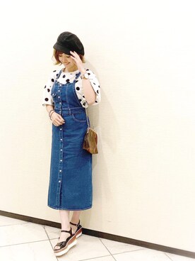 Retro Girl レトロガール のジャンパースカート ブルー系 を使った人気ファッションコーディネート Wear