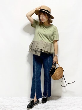 「Daniel Wellington（ダニエルウェリントン）の販売終了クラシックペティット アッシュフィールド32mm（アナログ腕時計）」を使った、おしゃれ豆知識💡のSERINAさん（レディース・163cm）の秋コーディネート