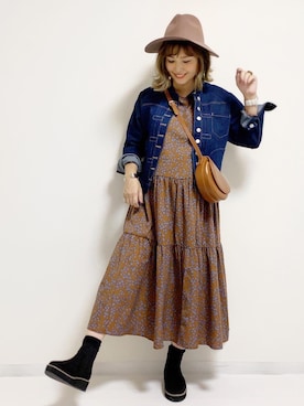 「sakishimatokyo（サキシマトーキョー）のアイテム（デニムジャケット）」を使った、おしゃれ豆知識💡のSERINAさん（レディース・163cm）の秋コーディネート