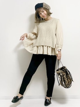 「ドッキング」｜「アイテム（ハンチング/ベレー帽）」を使った、おしゃれ豆知識💡のSERINAさん（レディース・163cm）の冬コーディネート