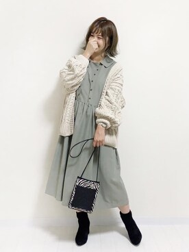「ケーブルニット」｜「アイテム（アナログ腕時計）」を使った、おしゃれ豆知識💡のSERINAさん（レディース・163cm）の冬コーディネート
