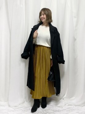 「sakishimatokyo（サキシマトーキョー）のアイテム（ノーカラーコート）」を使った、おしゃれ豆知識💡のSERINAさん（レディース・163cm）の冬コーディネート