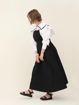 「sakishimatokyo（サキシマトーキョー）のアイテム（ジャンパースカート）」を使った、おしゃれ豆知識💡のSERINAさん（レディース・163cm）の春コーディネート