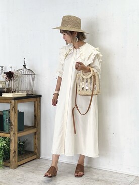 「accommode」｜「アイテム（ワンピース/ドレス）」を使った、おしゃれ豆知識💡のSERINAさん（レディース・163cm）の夏コーディネート