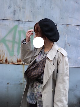 「古着女子」｜「アイテム（トレンチコート）」を使った、こむさん（レディース・150cm）の春コーディネート