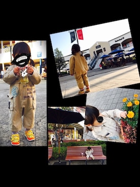 「アイテム（つなぎ/オールインワン、ベージュ系）」を使った、shionkanzakiさん（レディース・158cm）の秋コーディネート