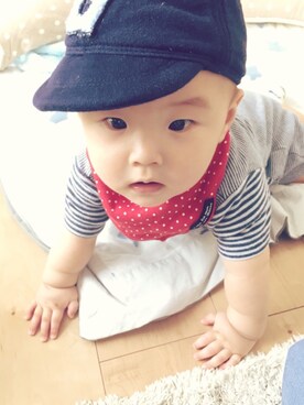 「babygap」｜「アイテム（キャップ）」を使った、kotaさん（キッズ・70cm）の冬コーディネート