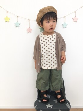 「スポサン」｜「アイテム（ハンチング/ベレー帽）」を使った、kotaさん（キッズ・80cm）の春コーディネート