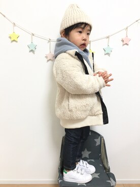 「BRANSHES（ブランシェス）のアイテム（その他アウター）」を使った、kotaさん（キッズ・90cm）の冬コーディネート
