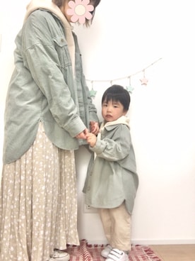 「ミントグリーン」｜「アイテム（ジャケット/アウター）」を使った、kotaさん（キッズ・90cm）の春コーディネート