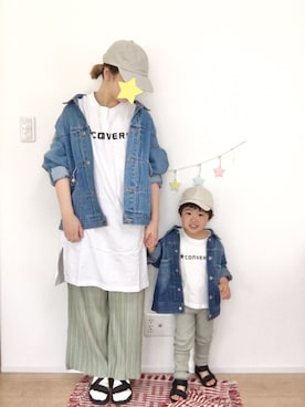 「ミントグリーン」｜「アイテム（ジャケット/アウター）」を使った、kotaさん（キッズ・90cm）の春コーディネート