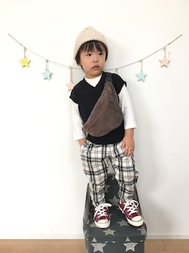 「2020秋チェッカーず」｜「アイテム（その他）」を使った、kotaさん（キッズ・90cm）の秋コーディネート