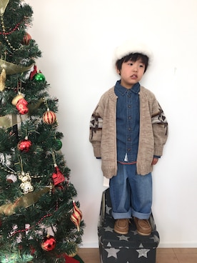 「カウチン」｜kotaさん（キッズ・90cm）の冬コーディネート