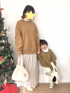 「アイテム（ブーツ、ホワイト系）」を使った、kotaさん（キッズ・90cm）の冬コーディネート