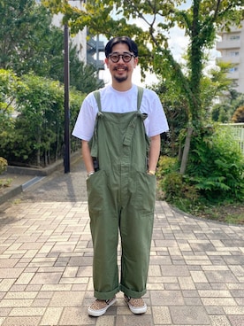 「Engineered Garments（エンジニアードガーメンツ）のアイテム（オールインワン・サロペット）」を使った、yuhei0222さん（メンズ・165cm）の夏コーディネート