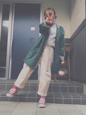 「アイテム（ナイロンジャケット）」を使った、なかはたさん（レディース・157cm・10代）の秋コーディネート