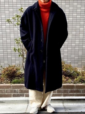 スニーカーを使った ネイビーコート のメンズ人気ファッションコーディネート Wear