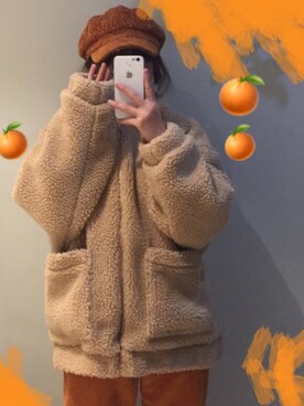 「アイテム（チノパンツ、オレンジ系）」を使った、imFEさん（レディース・161cm）の春コーディネート