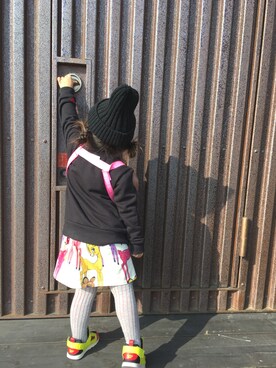 「Mini Rodini（ミニロディーニ）のアイテム（ワンピース/ドレス）」を使った、fuuさん（キッズ・90cm）の冬コーディネート