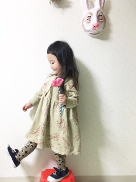 「bobochoses」｜「アイテム（ワンピース/ドレス）」を使った、fuuさん（キッズ・90cm）の冬コーディネート