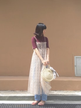 「アイテム（バングル/リストバンド）」を使った、JadeWさん（レディース・160cm・20代）の春コーディネート