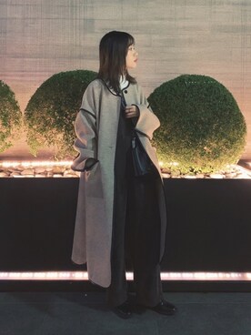 「パイピングコート」｜「アイテム（オールインワン・サロペット）」を使った、JadeWさん（レディース・160cm）の秋コーディネート