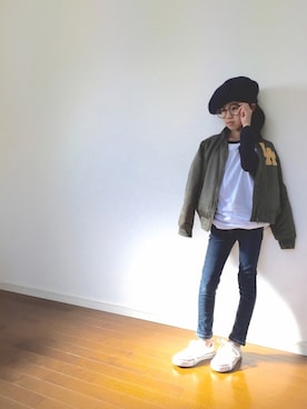 「no brand（ノーブランド）のアイテム（ブルゾン）」を使った、けーた☆さん（キッズ・110cm）の春コーディネート