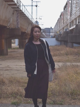 「大阪」｜「アイテム（ブルゾン）」を使った、みーさん（レディース・166cm）の春コーディネート
