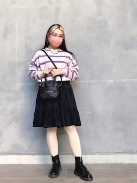 「Dr. Martens（ドクターマーチン）のDr.ﾏｰﾁﾝ　1460　8ホール（ブーツ）」を使った、mihoさん（レディース・160cm）の冬コーディネート