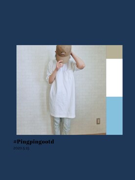 「CACO（カコ）のアイテム（帽子）」を使った、PingPingさん（レディース・164cm）の春コーディネート