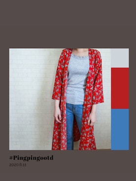 「部屋撮り」｜「アイテム（カバーオール）」を使った、PingPingさん（レディース・164cm）の夏コーディネート