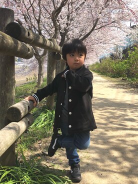 「Right-on（ライトオン）のアイテム（ブルゾン）」を使った、そうmamaさん（キッズ・100cm）の春コーディネート