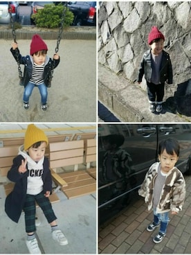 「BRANSHES（ブランシェス）のアイテム（ライダースジャケット）」を使った、hiromikさん（キッズ・100cm）の春コーディネート
