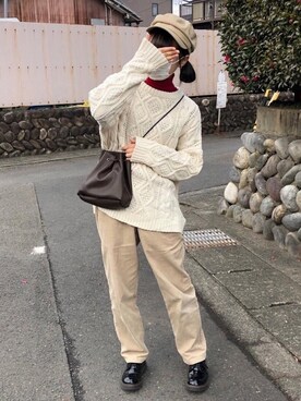 「GRL」｜「アイテム（チノパンツ）」を使った、shizukaさん（レディース・162cm）の冬コーディネート