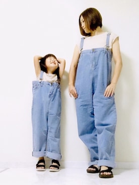 「親子でおそろい」｜「アイテム（オールインワン・サロペット）」を使った、A KEYさん（キッズ・110cm）の夏コーディネート