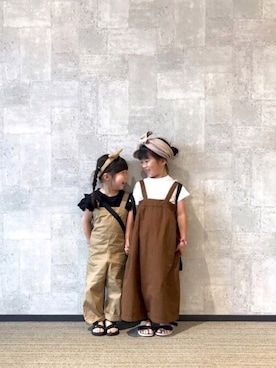 「シミラールック」｜「アイテム（オールインワン・サロペット）」を使った、A KEYさん（キッズ・110cm）の夏コーディネート