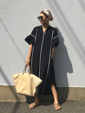 「袖フリル」｜「アイテム（シャツワンピース）」を使った、nutsさん（レディース・164cm）の春コーディネート