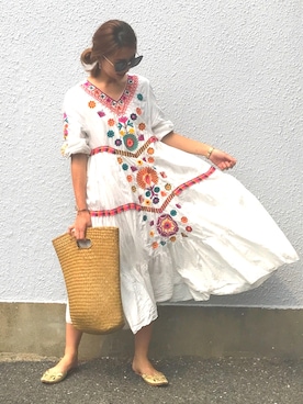 「Bab Bou Jeloud（バブブージュルード）のアイテム（ワンピース）」を使った、nutsさん（レディース・164cm）の夏コーディネート