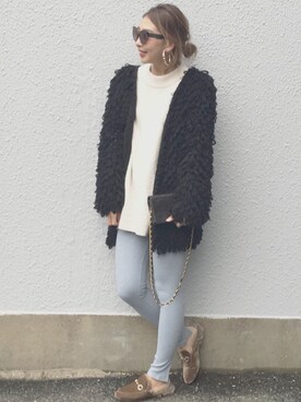 「ゆるニット」｜「アイテム（スリッポン）」を使った、nutsさん（レディース・164cm）の冬コーディネート