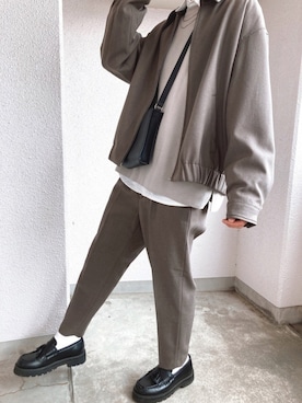 「春めきシューズ」｜「アイテム（ブルゾン）」を使った、たくみ さん（メンズ・174cm）の春コーディネート