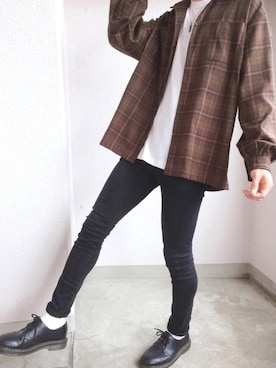 「ADRER（アドラー）のADRERドルマンスリーブオープンカラーシャツ（シャツ/ブラウス、ブラウン系）」を使った、たくみ さん（メンズ・174cm）の春コーディネート