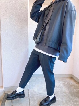 「WYM LIDNM（ウィム バイ リドム）の【WYM LIDNM】OVERSIZED PE TWILL ZIP BLOUSON（ブルゾン、ブルー系）」を使った、たくみ さん（メンズ・174cm）の春コーディネート