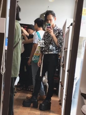 「UNIF（ユニフ）のアイテム（ブーツ）」を使った、りくさん（メンズ・170cm）の夏コーディネート