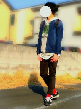 「RAGEBLUE（レイジブルー）の＜トレンドのロング丈＞ワッフルロングカットソー/733404（Tシャツ/カットソー）」を使った、PINOさん（メンズ・165cm）の冬コーディネート