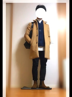 「RAGEBLUE（レイジブルー）の＜トレンドのロング丈＞ワッフルロングカットソー/733404（Tシャツ/カットソー）」を使った、PINOさん（メンズ・165cm）の冬コーディネート