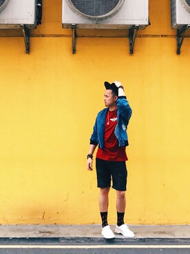 「TOPMAN（トップマン）のアイテム（レッグウェア）」を使った、AaronYeoさん（メンズ・168cm）の冬コーディネート