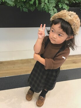 「アイテム（スカート）」を使った、あゆみさん（キッズ・90cm）の冬コーディネート